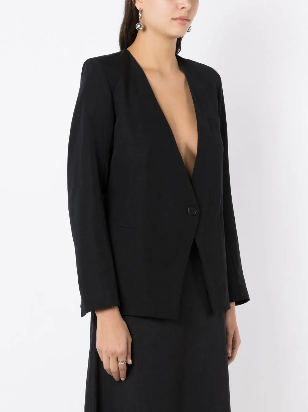 Uma | Raquel Blay No-lapels Button-fastening Blazer In Black