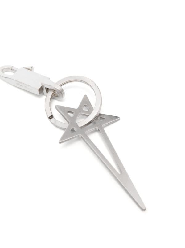 Rick Owens Pentagram engraved-logo Brass Keyring - Farfetch