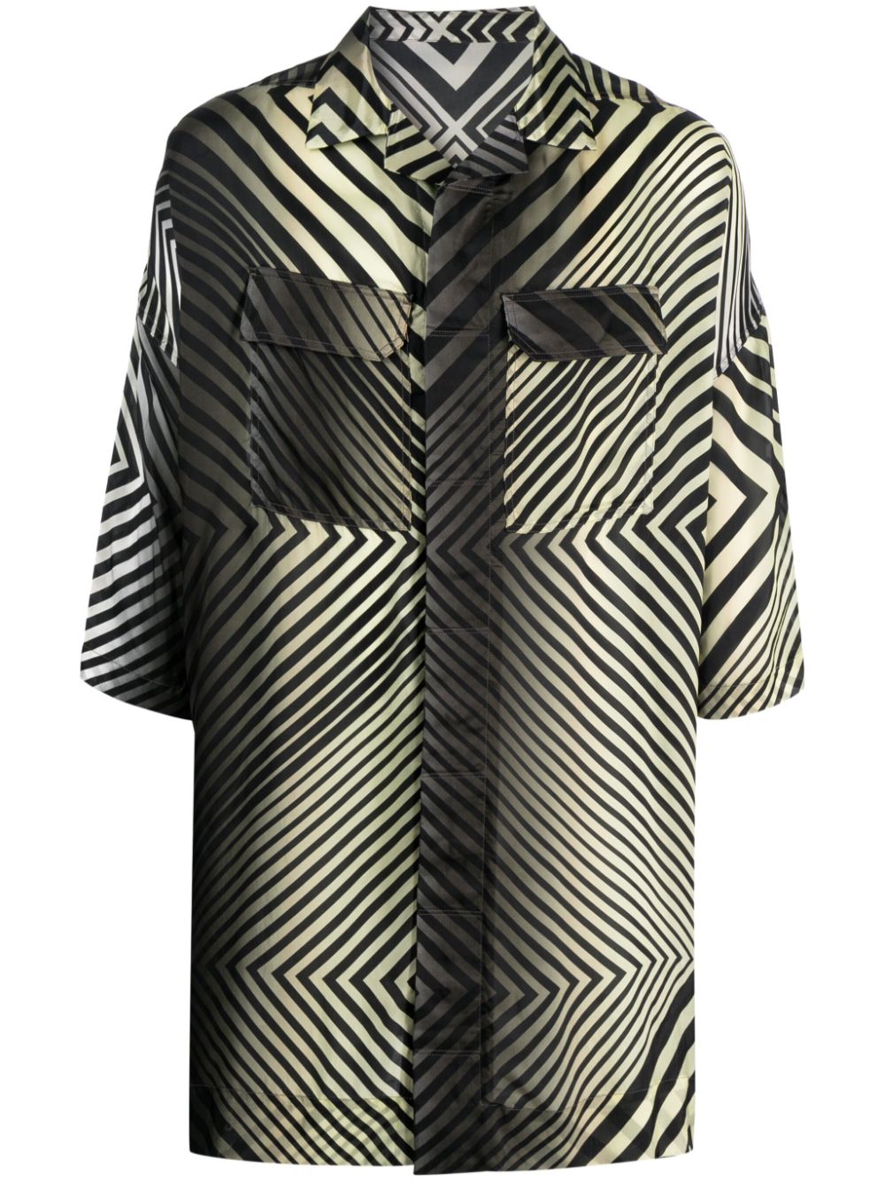 Rick Owens Magnum Tommy Geometric-pattern Shirt In Black