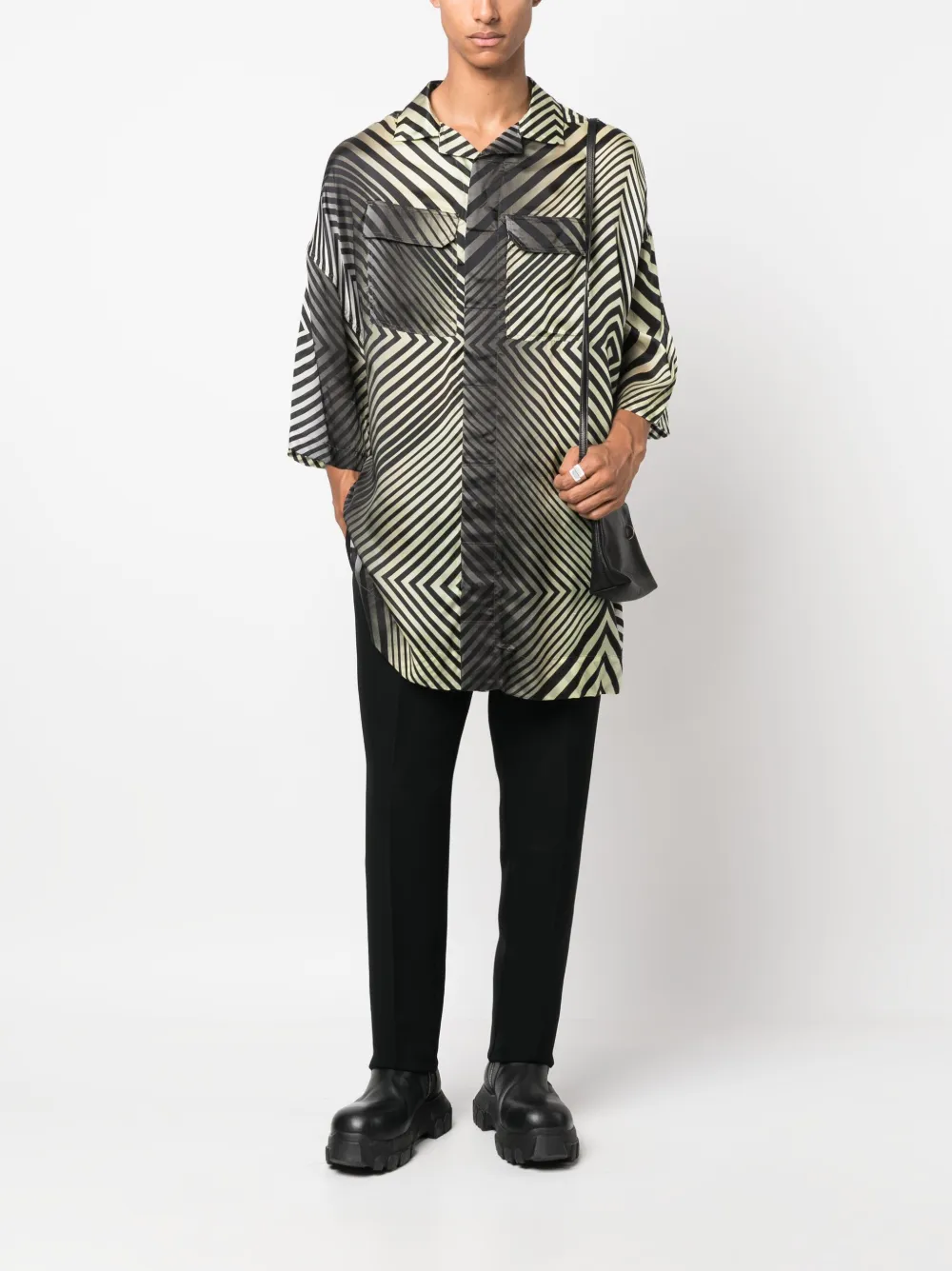 Shop Rick Owens Magnum Tommy Geometric-pattern Shirt In Black