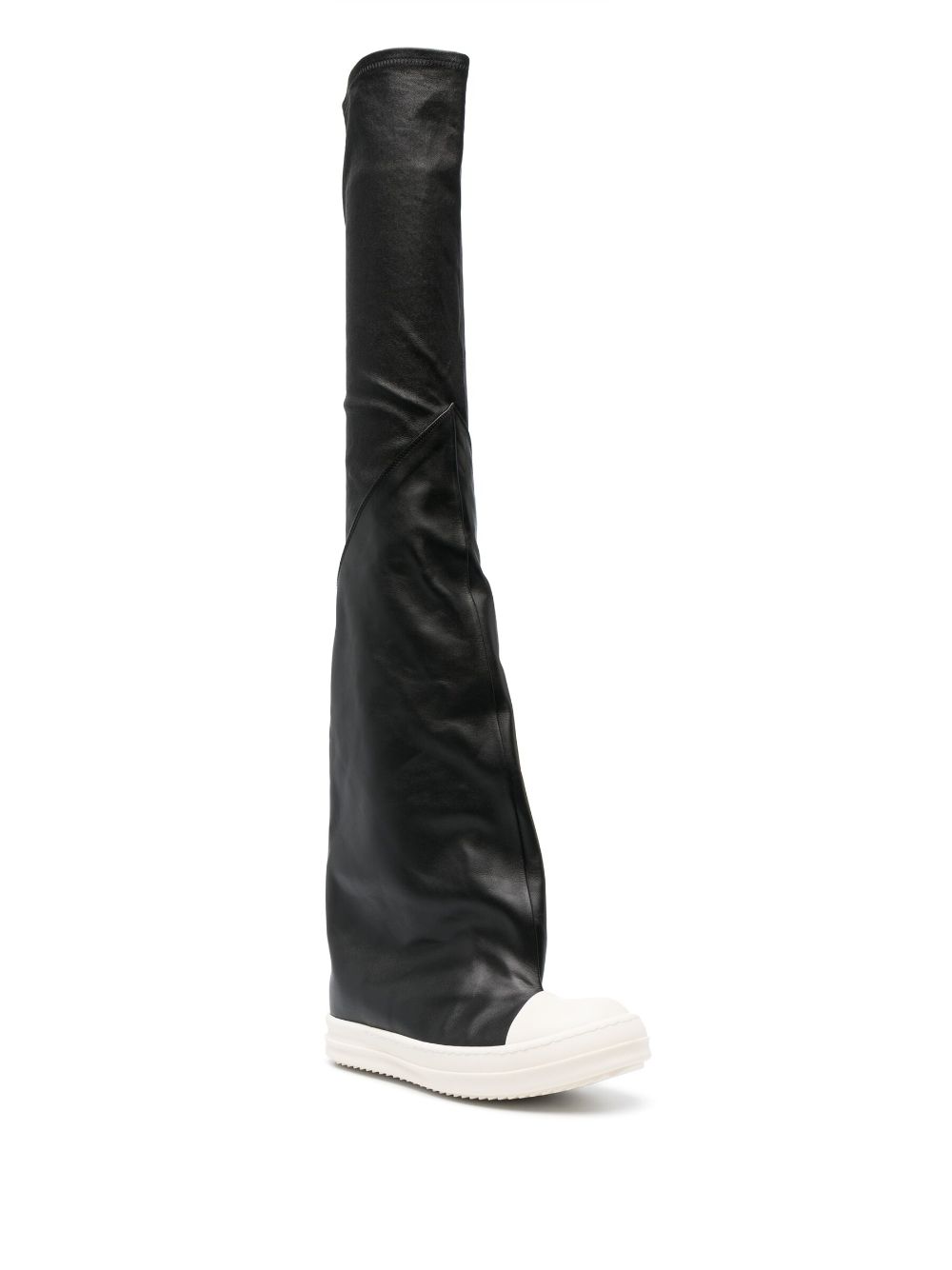 Image 2 of Rick Owens 30mm contrast-toe thigh-high boots