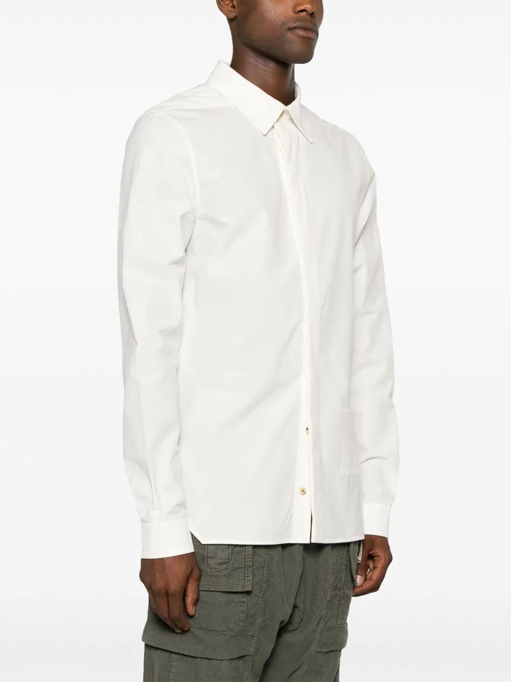 Shop Rick Owens Cotton Long-sleeve Shirt In White