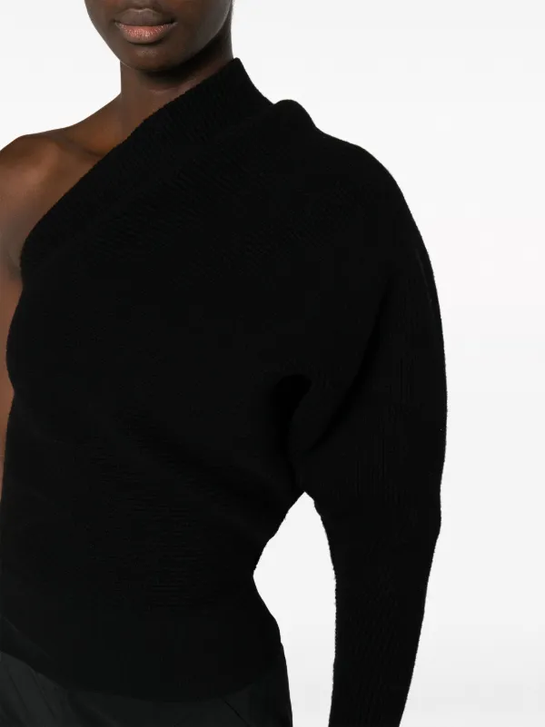 Rick Owens ワンショルダー リブニット セーター | ブラック