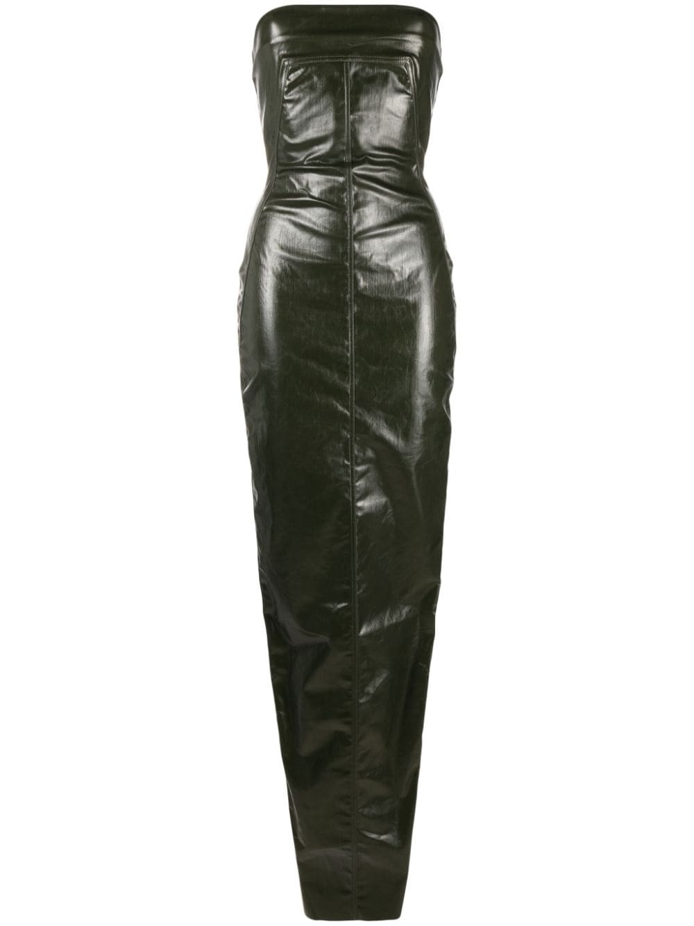 Shop Rick Owens Bustier-style Ruched Gown In Green