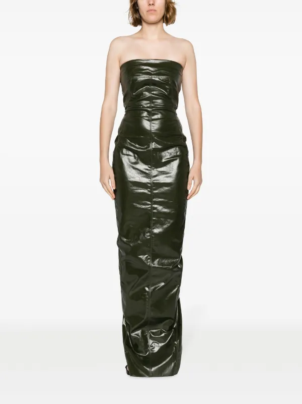 【関税＆送料込み】Rick Owens Bustier Dress Rick Owens bustier-style Ruched Gown | Green | FARFETCH
