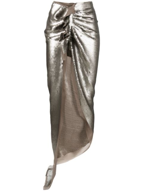 Rick Owens sequinned side-slit skirt
