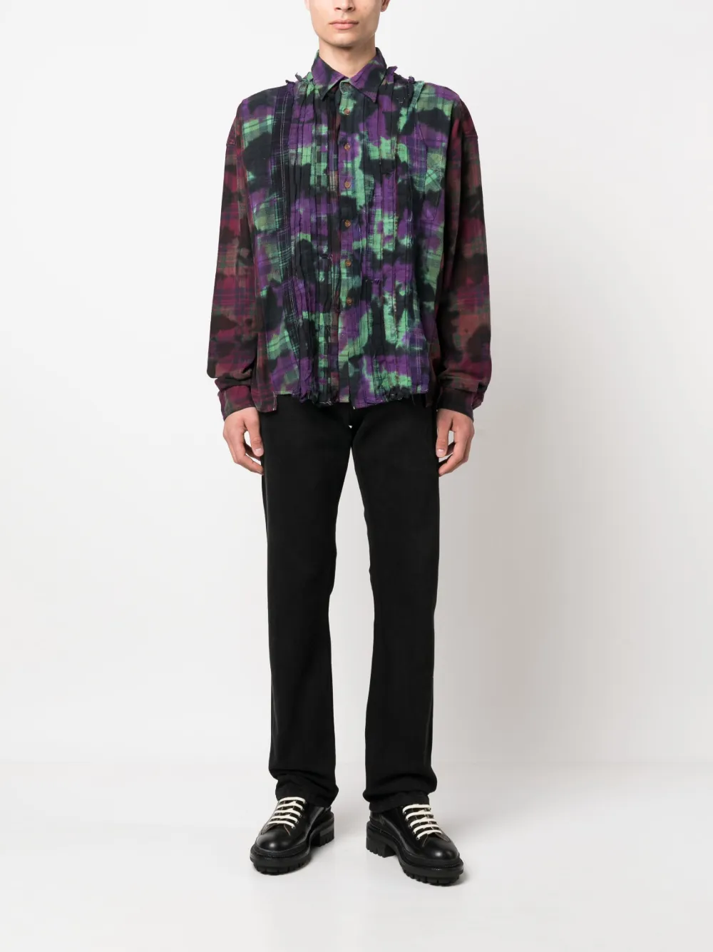 Needles tie-dye pattern flannel shirt - Zwart