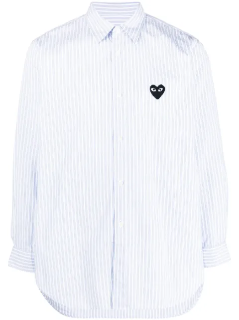 Comme Des Garçons Play logo-patch striped cotton shirt