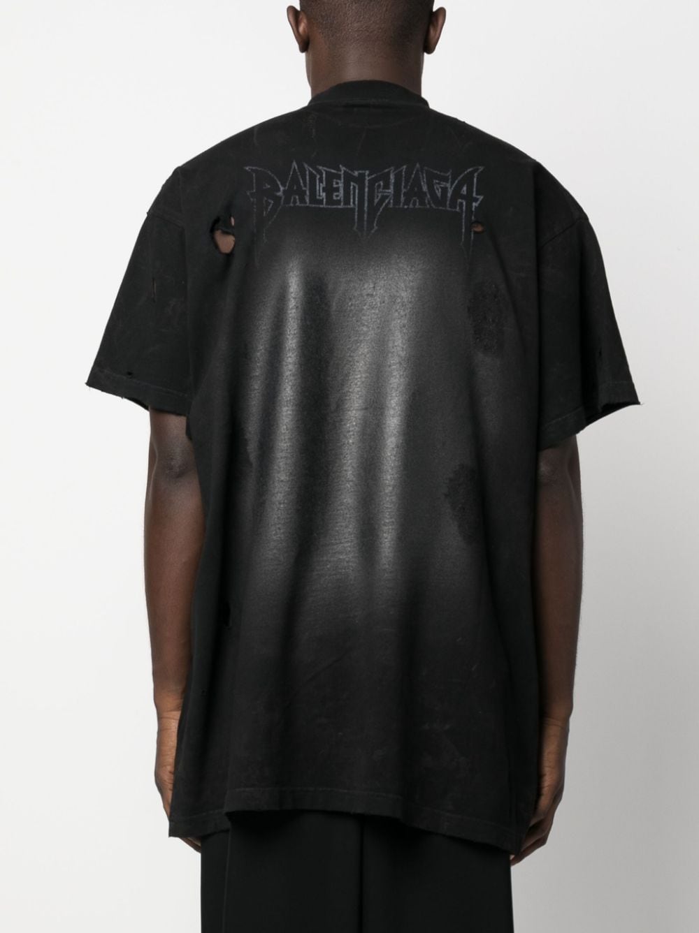 Balenciaga Ripped logo-print T-shirt - Farfetch