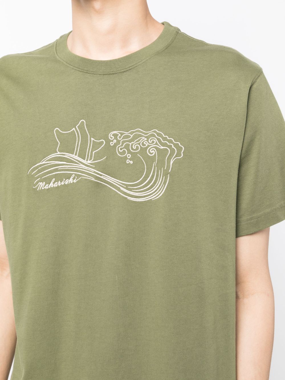 Shop Maharishi Songkran Embroidered Cotton T-shirt In Green