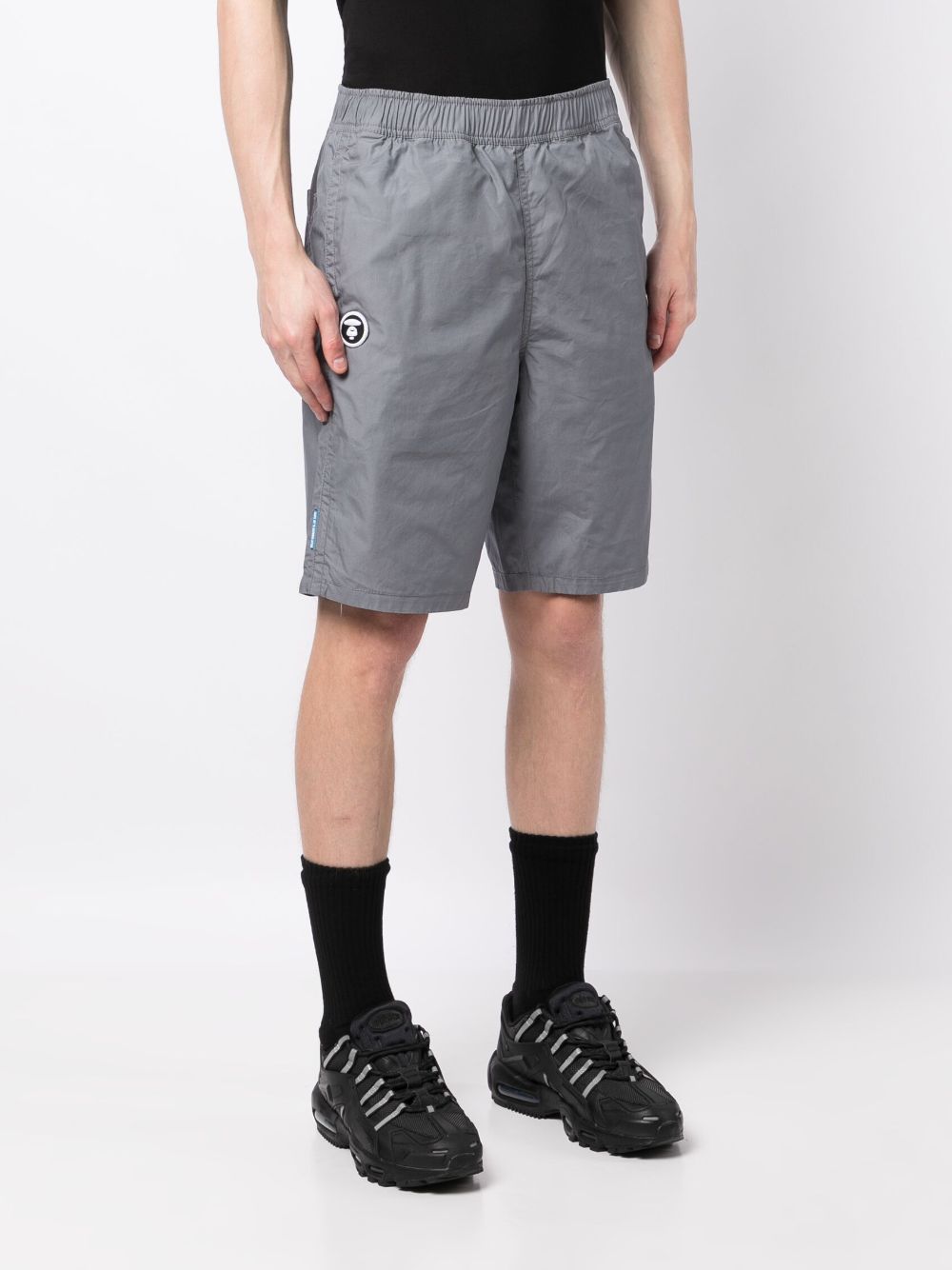 Shop Aape By A Bathing Ape Logo-embroidered Cotton Track Shorts In Grey