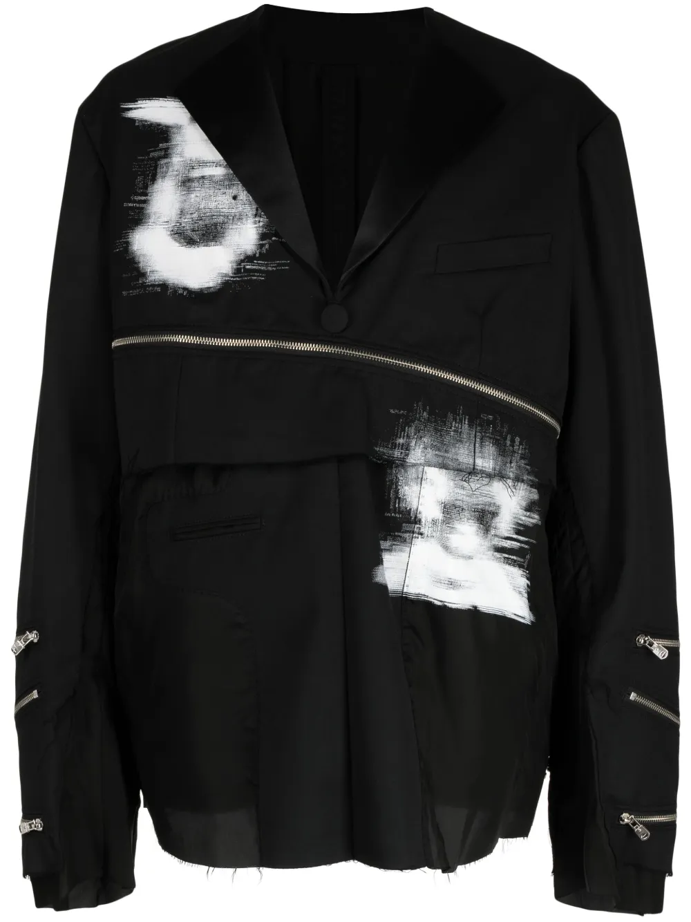 Takahiromiyashita The Soloist graphic-print zip-details jacket - Black