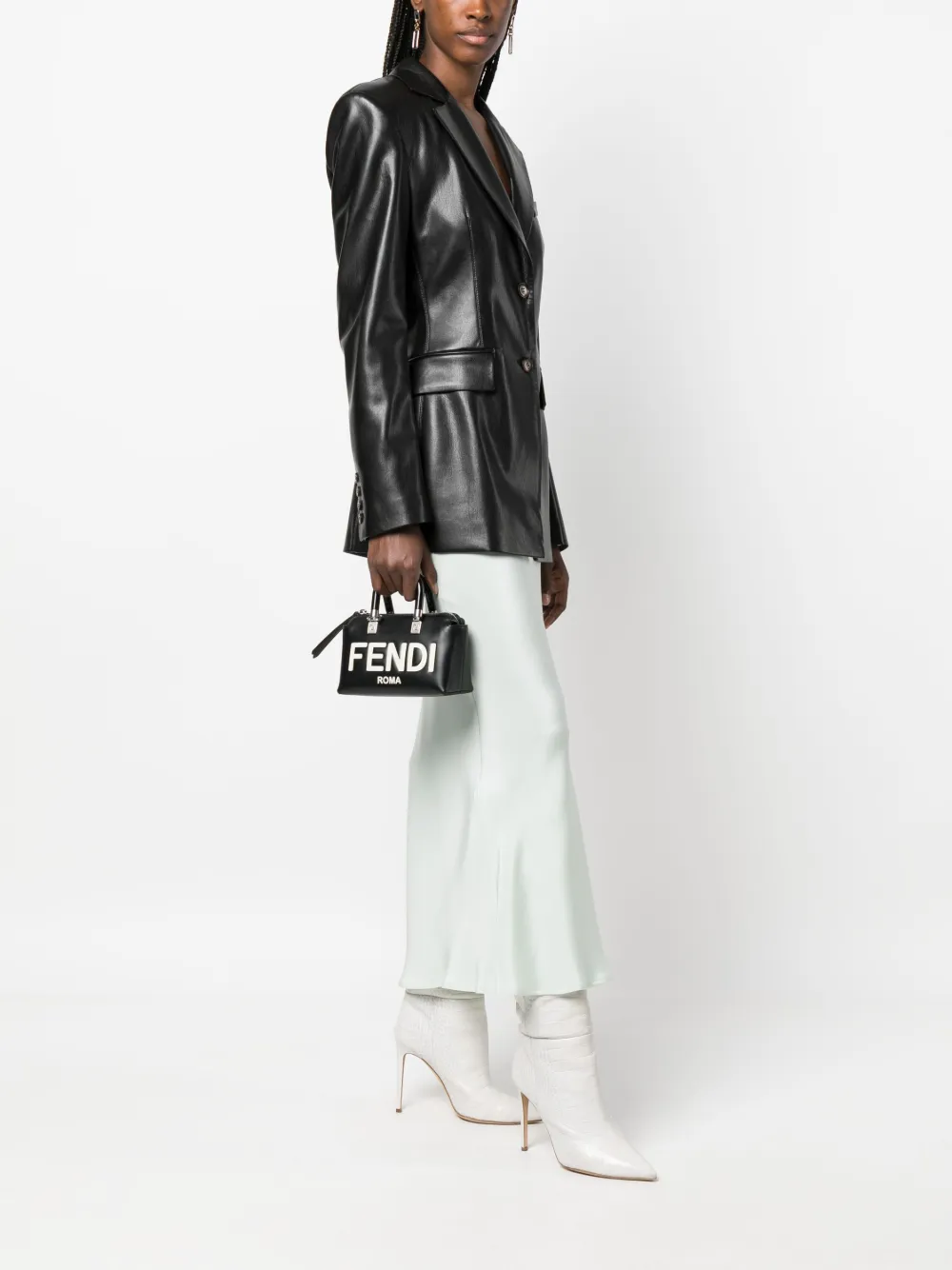 Shop Fendi Logo-debossed Leather Crossbody Bag In Black