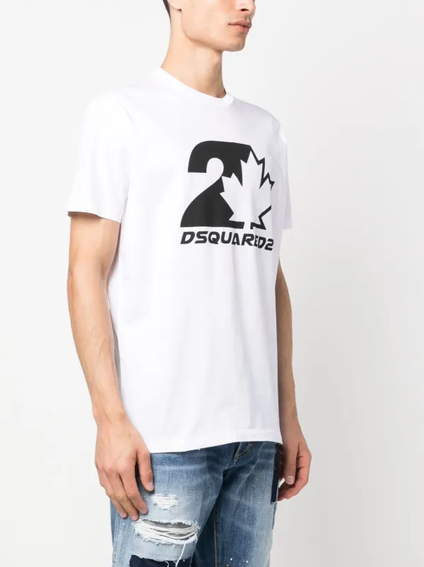 Tシャツ・カットソー DSQUARED2 WHITE T-SHIRT WITH LOGO EMBROIDERY DSQUARED2 logo-print Cotton T-shirt | White | FARFETCH