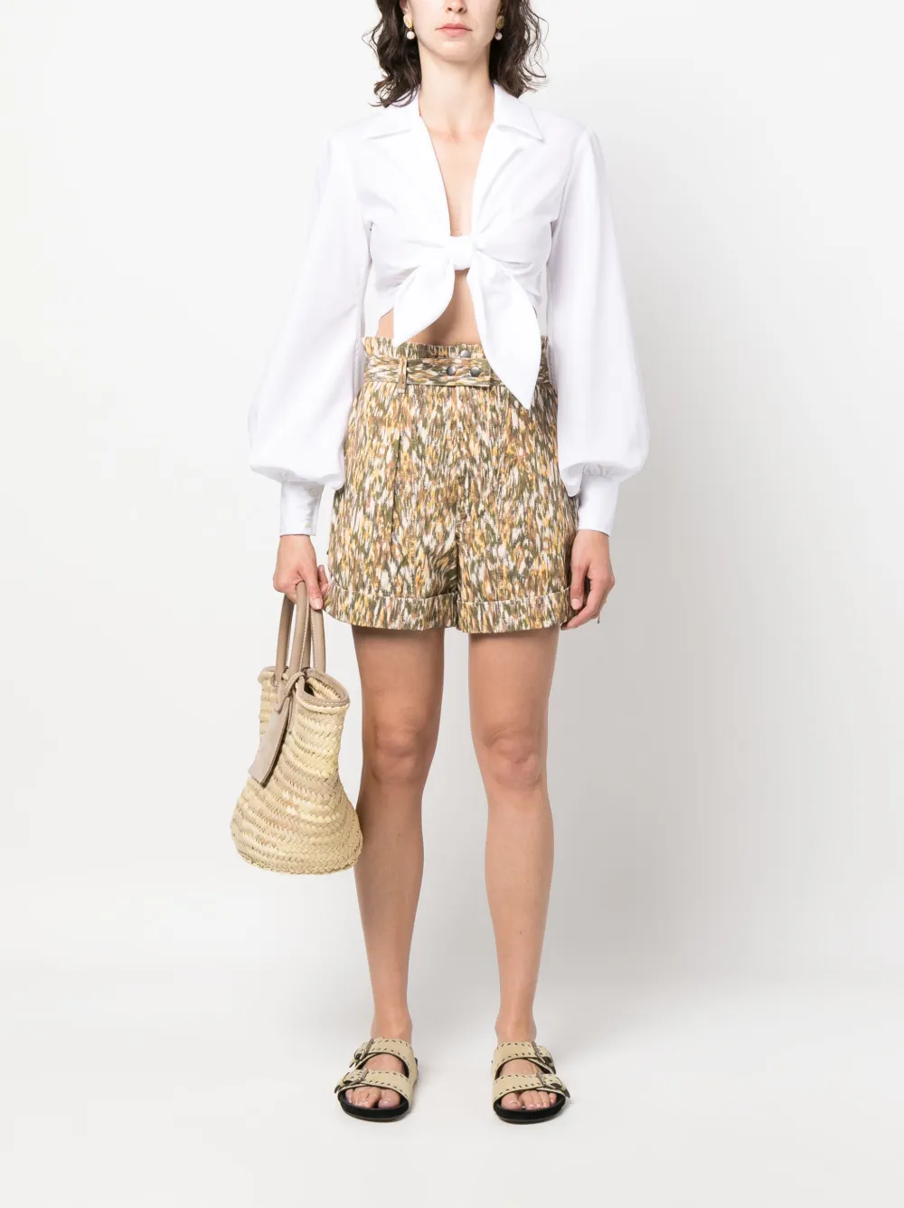 WOERA Cropped blouse - Wit