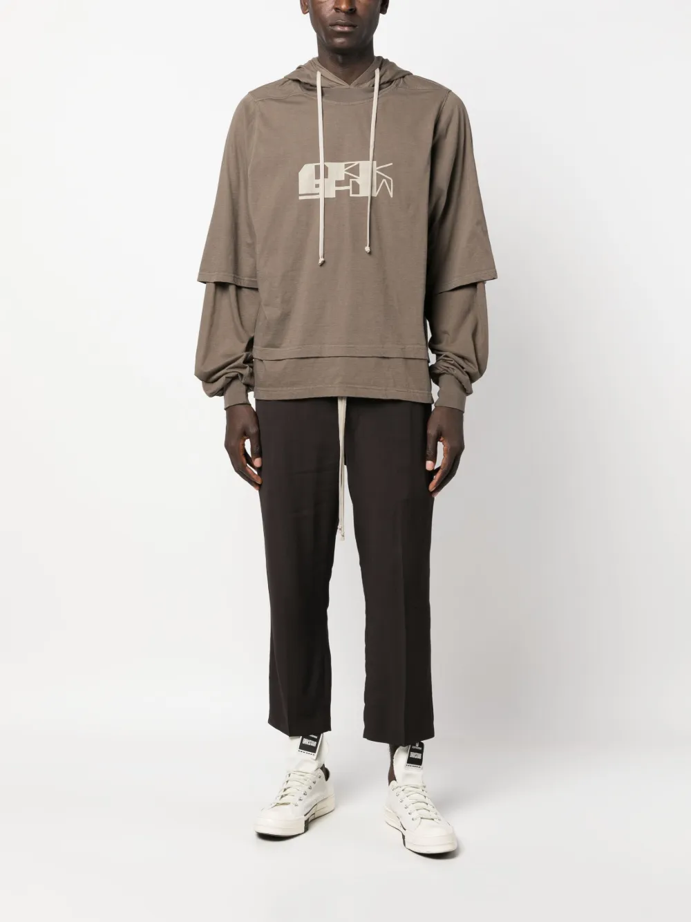 Rick Owens DRKSHDW Hoodie met print - Bruin