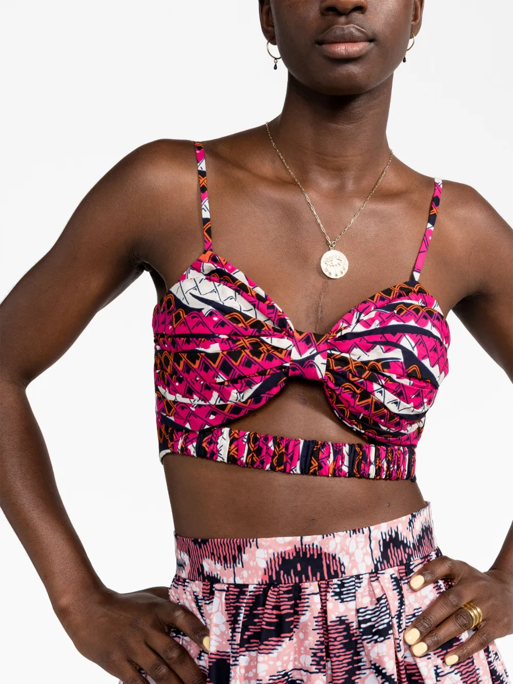 There Was One x Lisa Folawiyo bralette met abstracte print - Roze