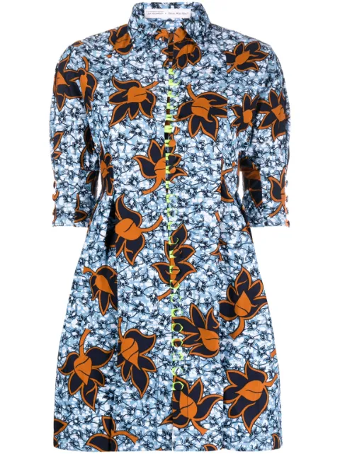 There Was One x Lisa Folawiyo floral-print pleated minidress