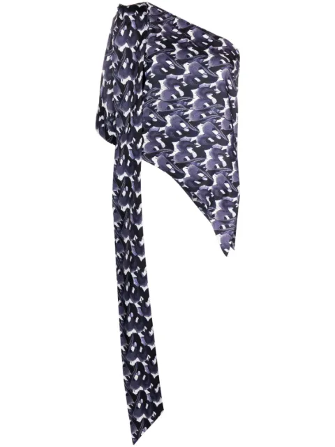 There Was One x Lisa Folawiyo abstract-print one-shoulder top