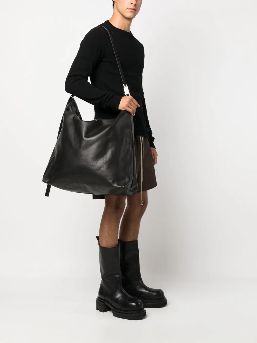 Rick Owens Schoudertas met contrasterende stiksels - Zwart