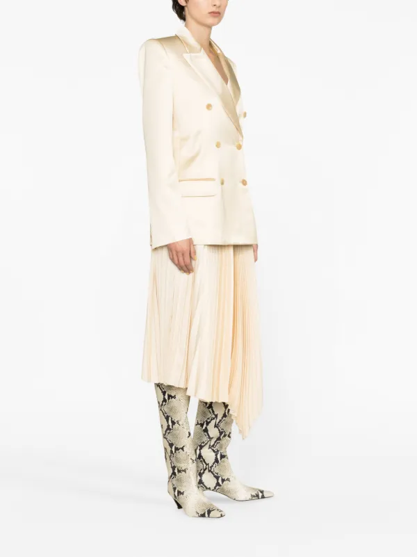 KHAITE Nathan Satin double-breasted Blazer | Neutrals | FARFETCH