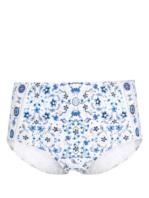 Tory Burch graphic-print high-waisted bikini bottoms Women