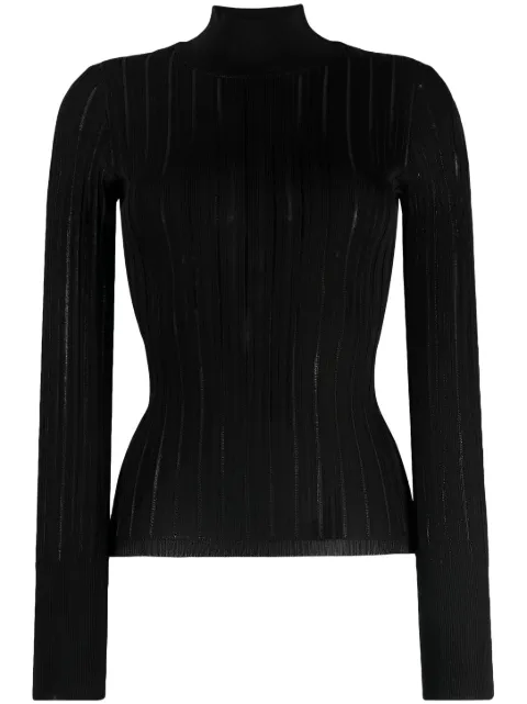 Alaïa top tejido de canalé con cuello vuelto