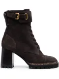 See by Chloé 80mm lace-up leather boots - Brown
