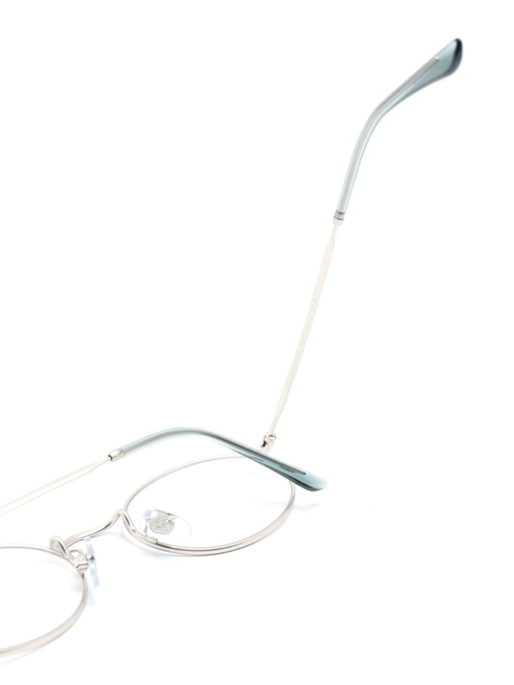 Shop Giorgio Armani Logo-engraved Round-frame Glasses In Silver