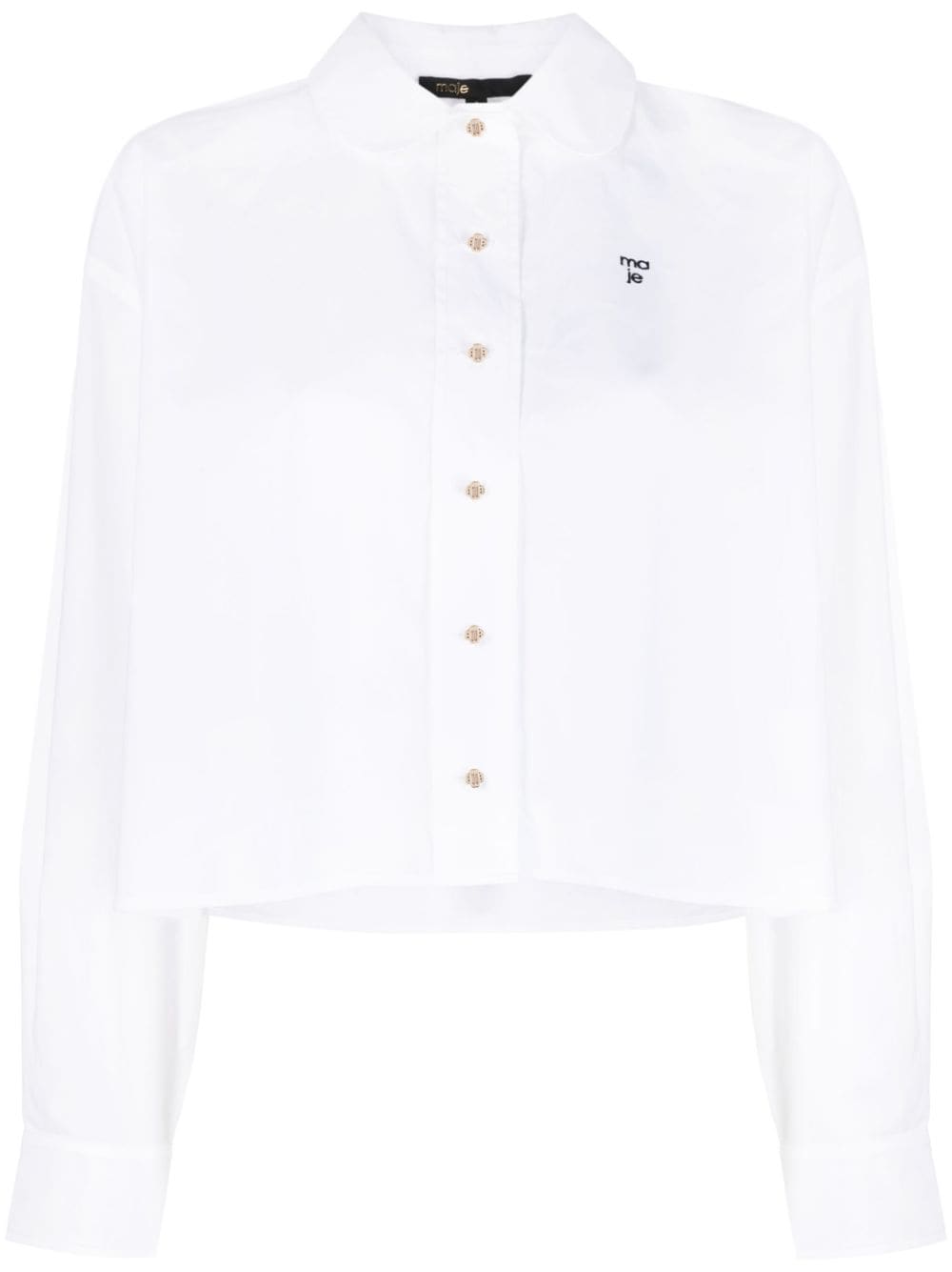 Maje logo-print Cropped Cotton Shirt - Farfetch