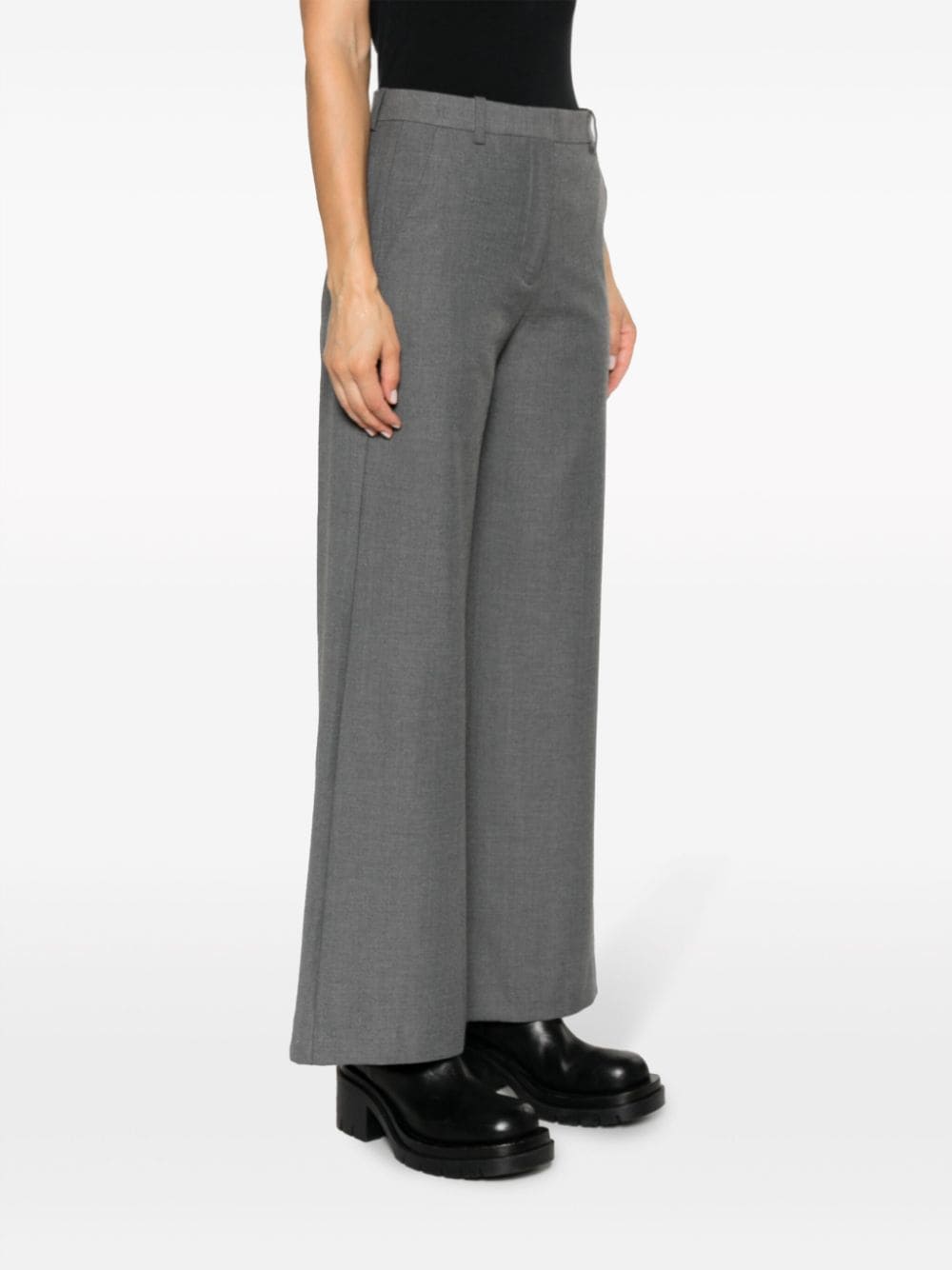 Shop Maje Tailored Wide-leg Trousers In Grey