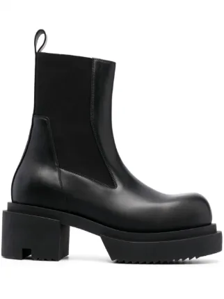 【RICK OWENS】レザーアンクルブーツ ブラック ◇RICK OWENS 最新作◇メガトラクターレザーアンクルブーツ