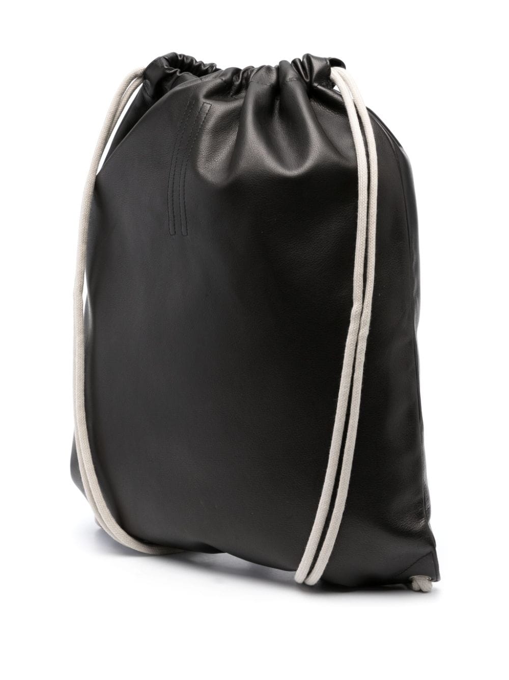 Shop Rick Owens Drawstring Leather Backpack In Black
