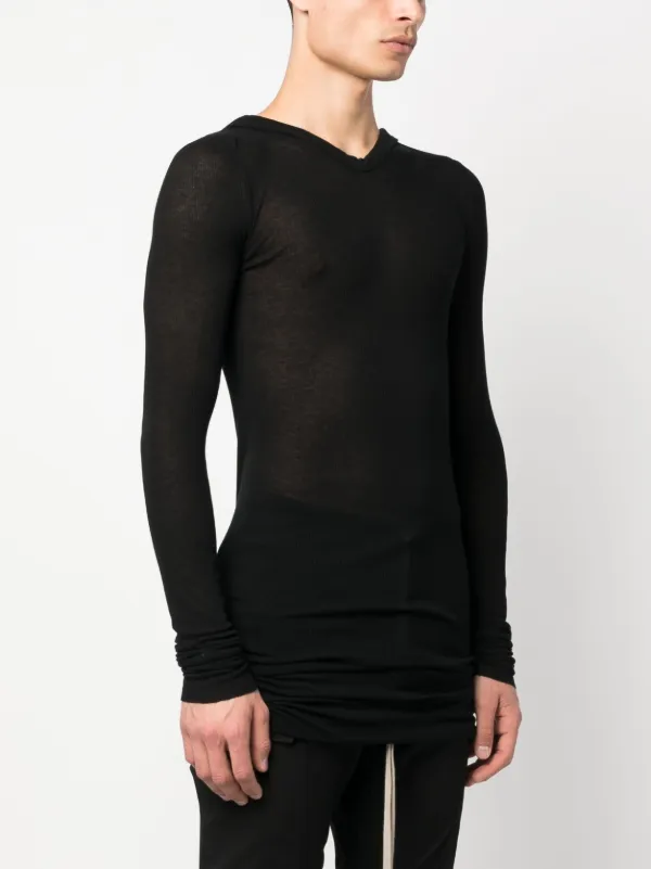 Rick Owens LS fine knit Hooded Jumper Farfetch