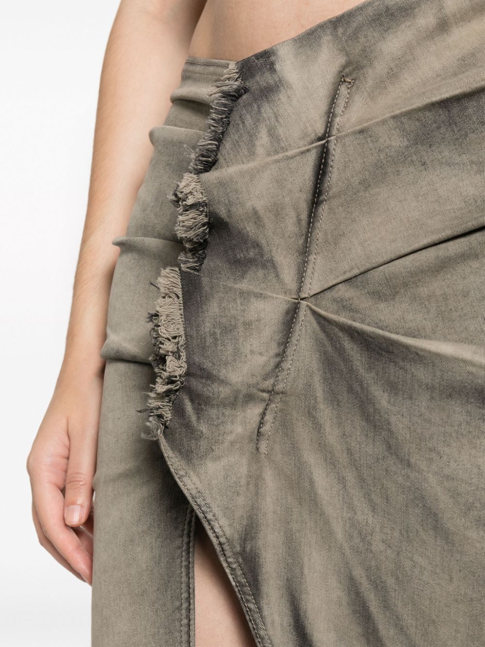 Shop Rick Owens Edfu Front-slit Midi Skirt In Grey