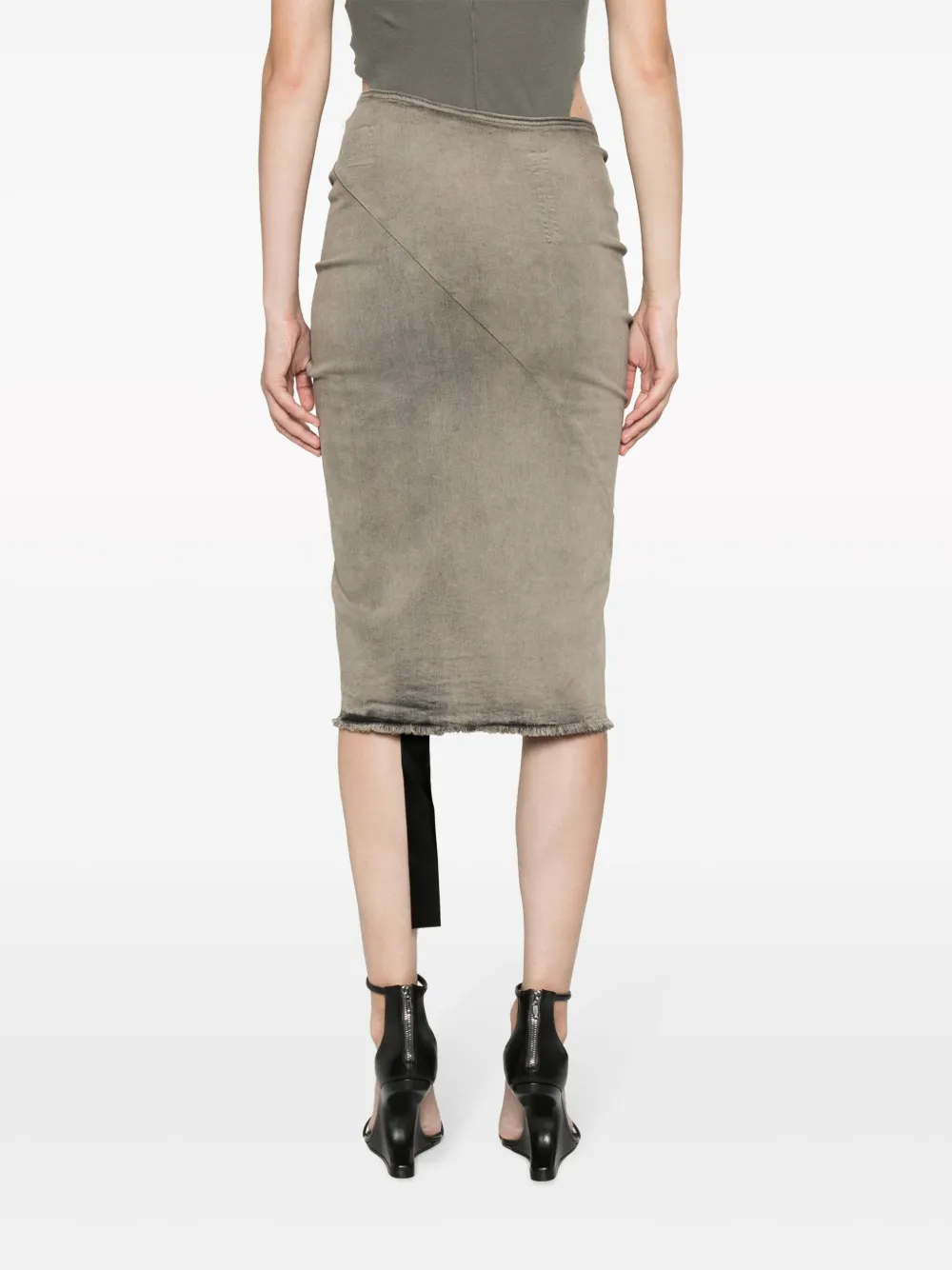 Shop Rick Owens Edfu Front-slit Midi Skirt In Grey