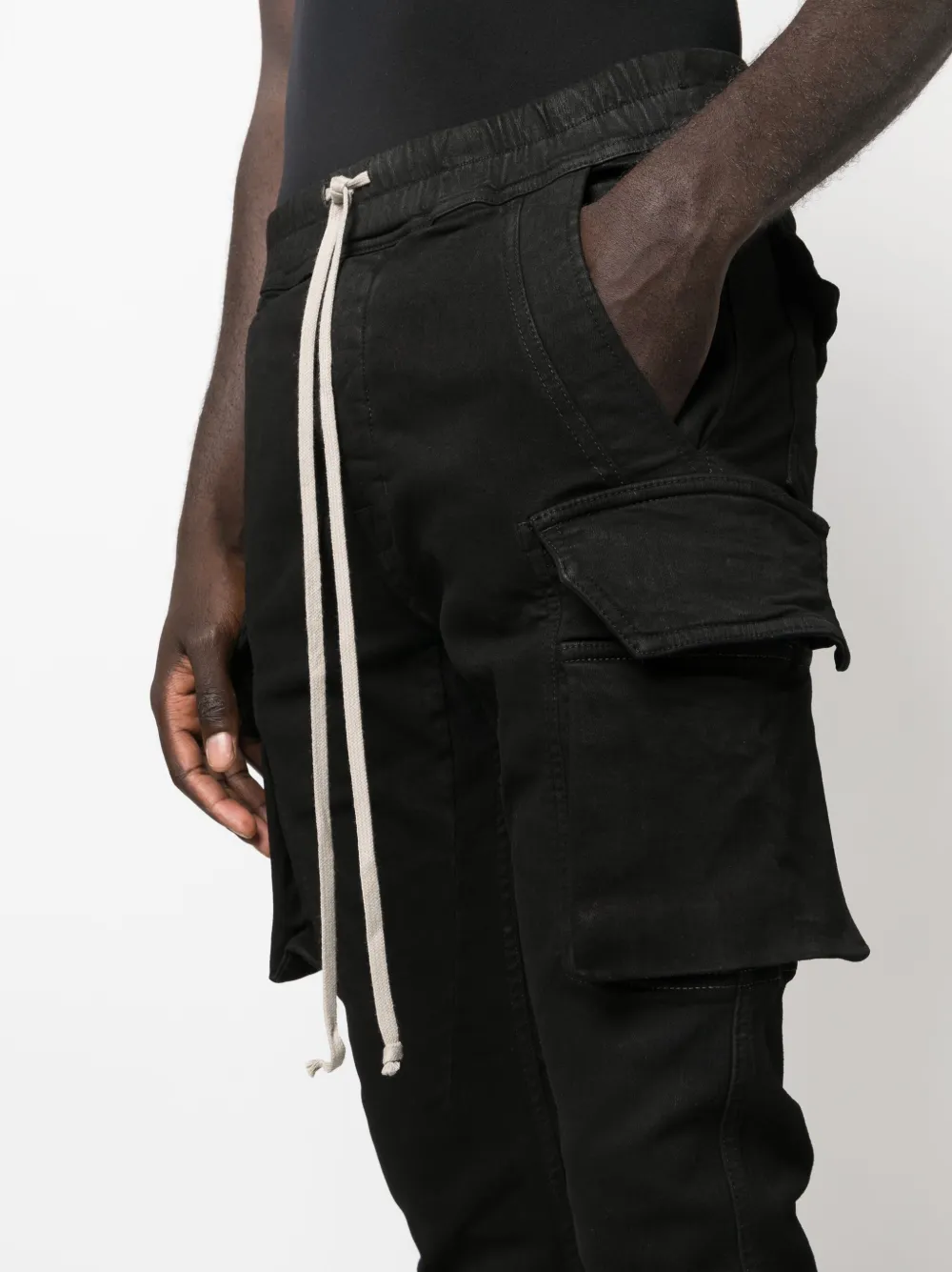 Rick Owens Drkshdw Mastodon Drawstring Slim-fit Trousers In Black