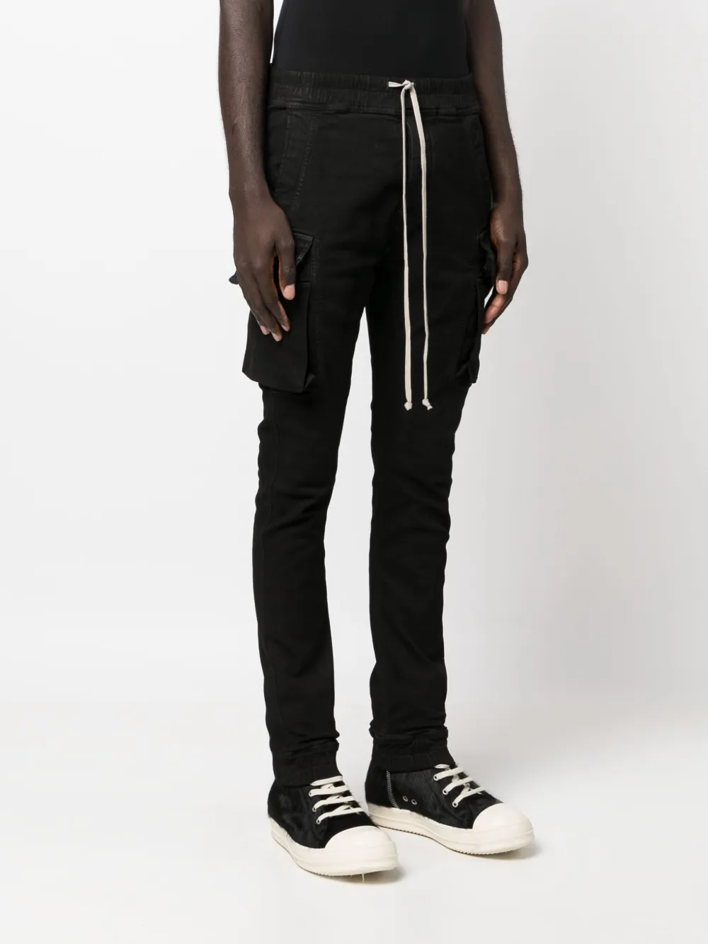 Rick Owens Drkshdw Mastodon Drawstring Slim-fit Trousers In Black
