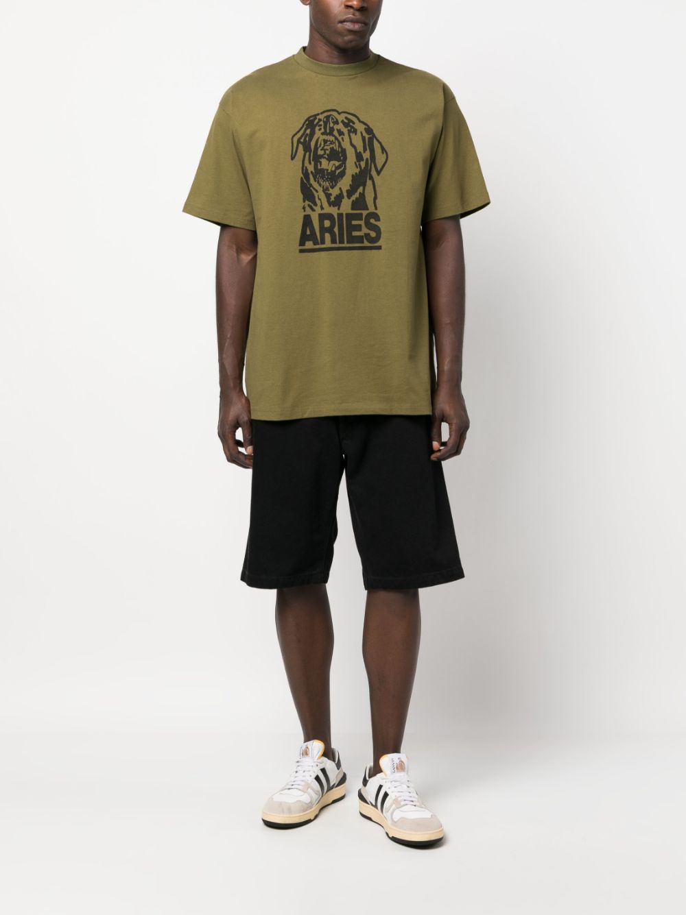 Aries logo-print cotton T-shirt - Groen