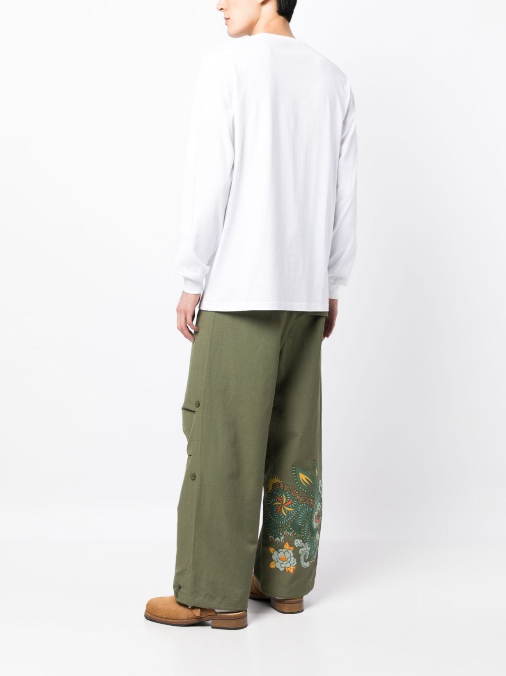 Maharishi Rabbit-embroidered loose-fit trousers - Groen