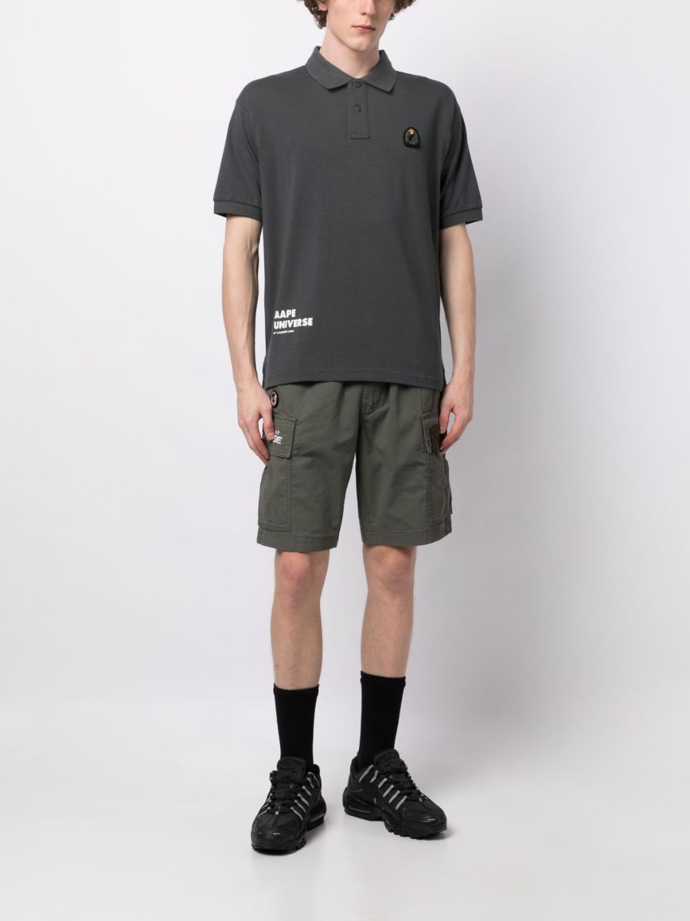 Shop Aape By A Bathing Ape Logo-embroidered Cotton Bermuda Shorts In Green