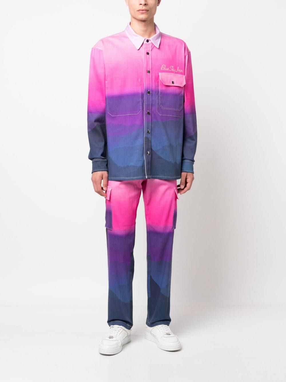Shop Blue Sky Inn Gradient-effect Shirt Jacket In Pink