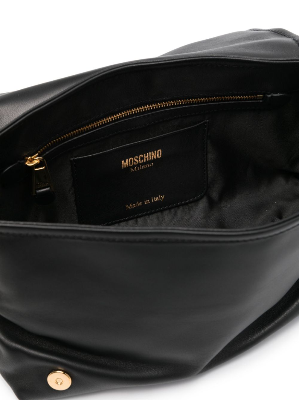 Shop Moschino Logo-chain Crossbody Bag In Black