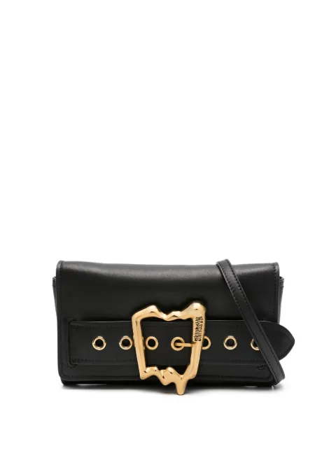 Moschino logo-engraved leather crossbody bag