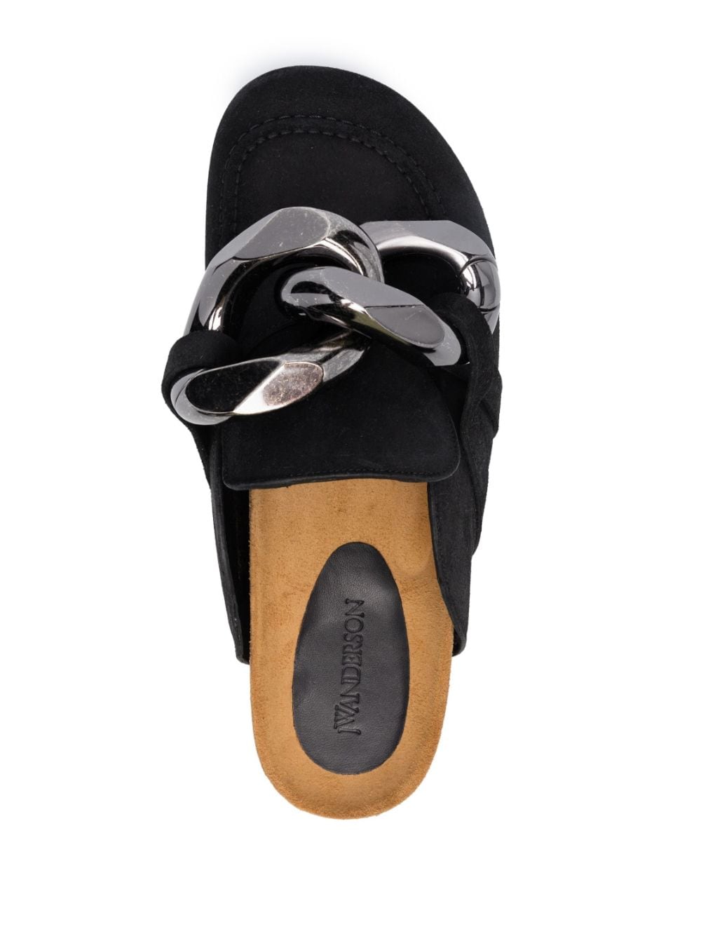 Shop Jw Anderson Chain-link Detailing Suede Slippers In Black