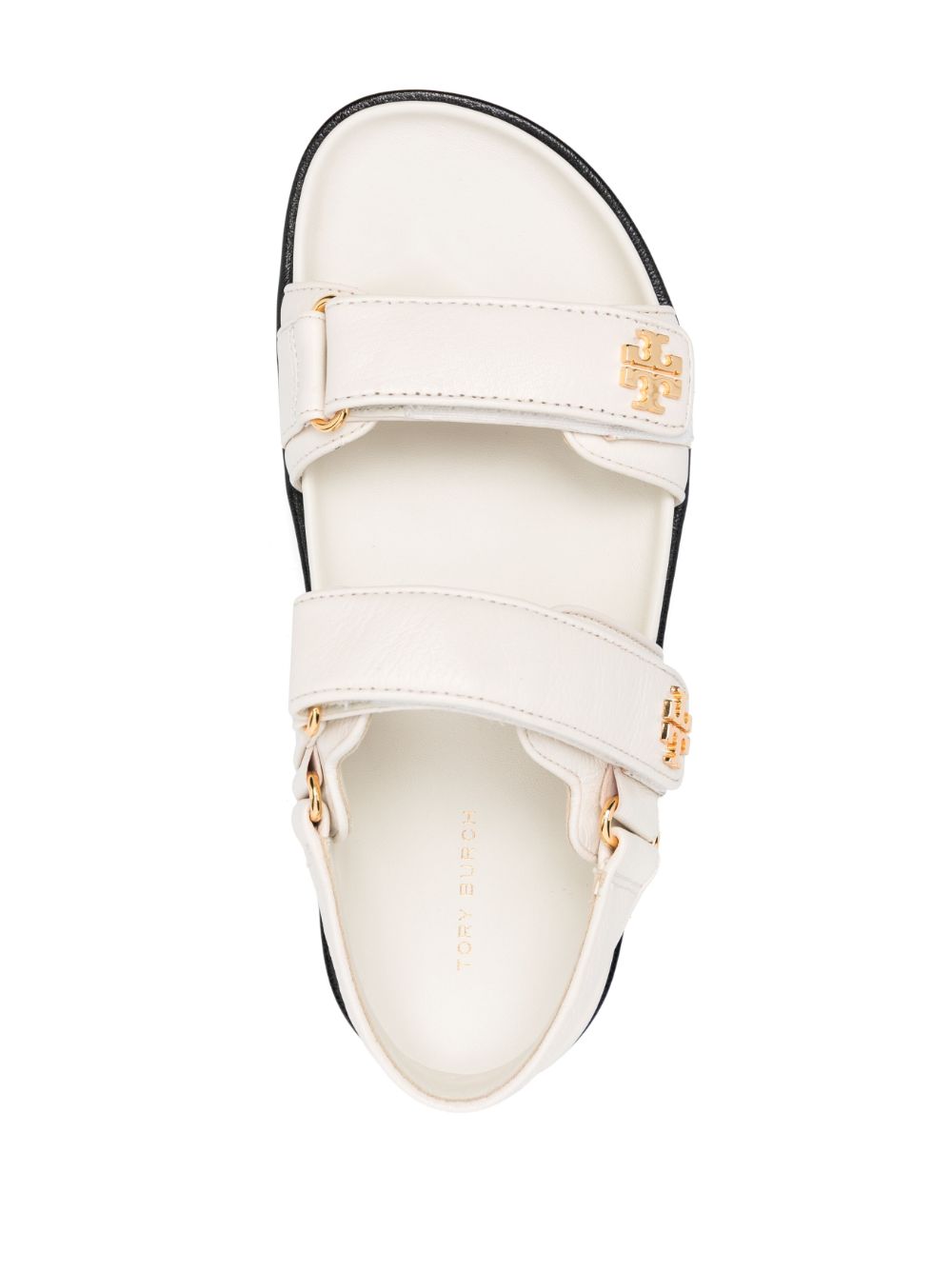 Shop Tory Burch Double T-motif Leather Sandals In White