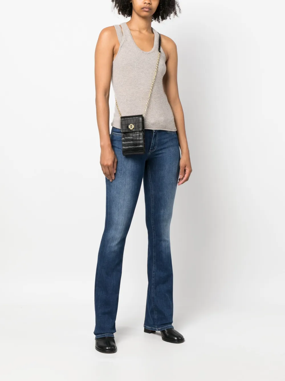 Maje Leren crossbodytas - Zwart