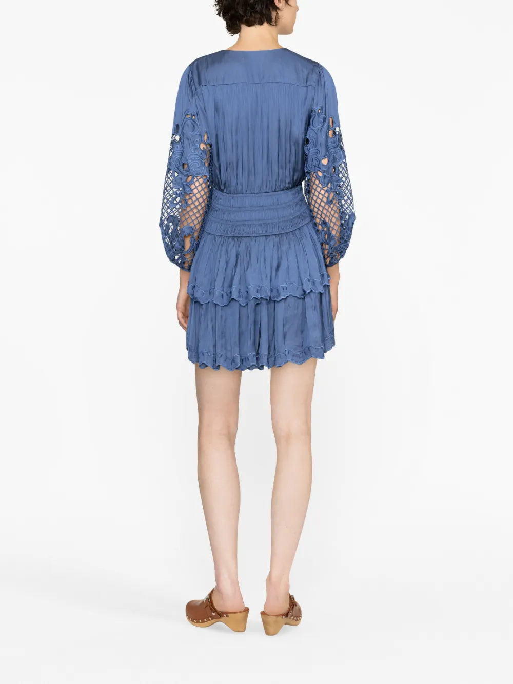 Maje Satijnen mini-jurk met kant Blauw