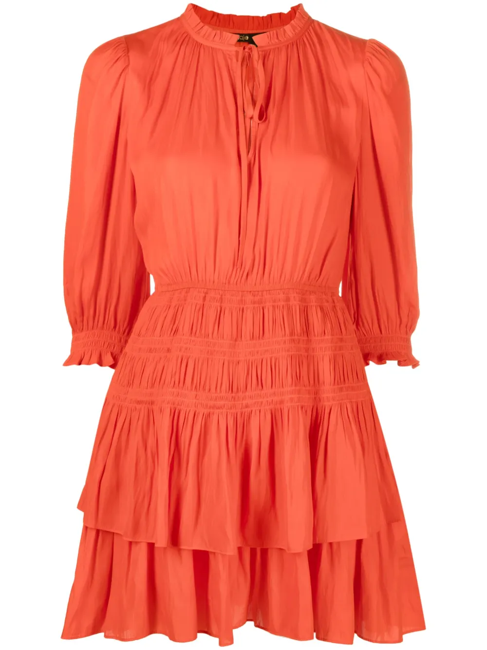 Maje Smocked Satin Minidress Farfetch