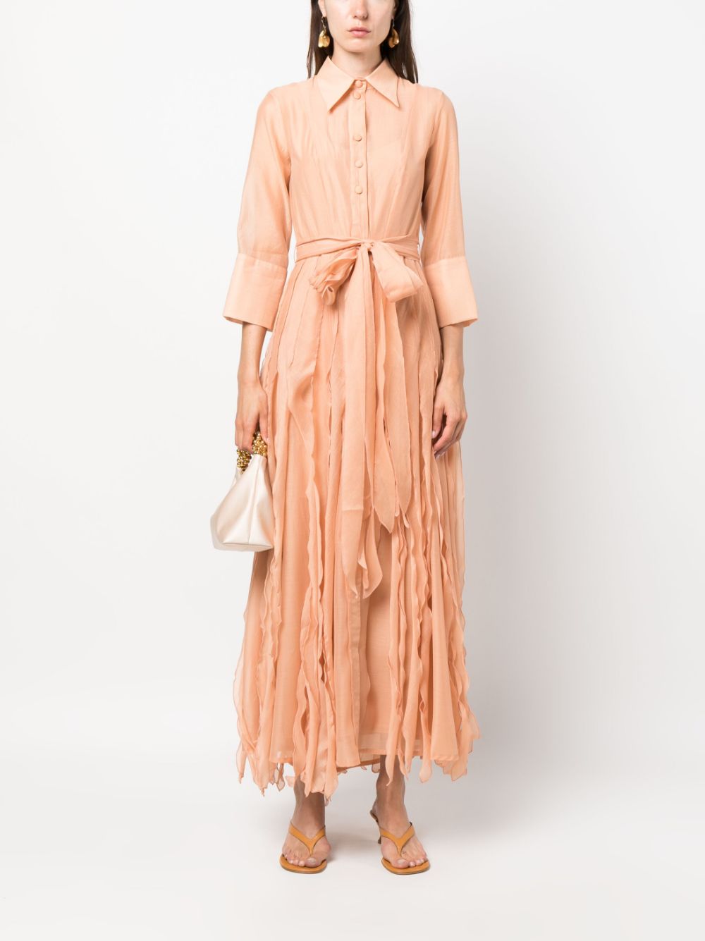 Shop Baruni Mary Ruffle-detail Maxi Dress In Orange